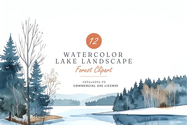 Watercolor Forest Landscape Clipart