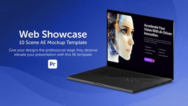 Web Showcase Mockup for Premiere Pro – 10 Clean Website Presentation Scenes