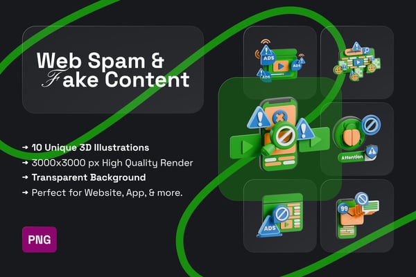 Web Spam & Fake Content 3D Icon Pack