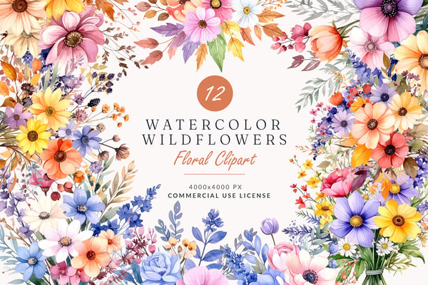Wildflower Watercolor Clipart Pack