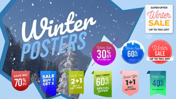 Winter Sale Posters & Labels for After Effects & Premiere Pro – Discount Promo Graphics