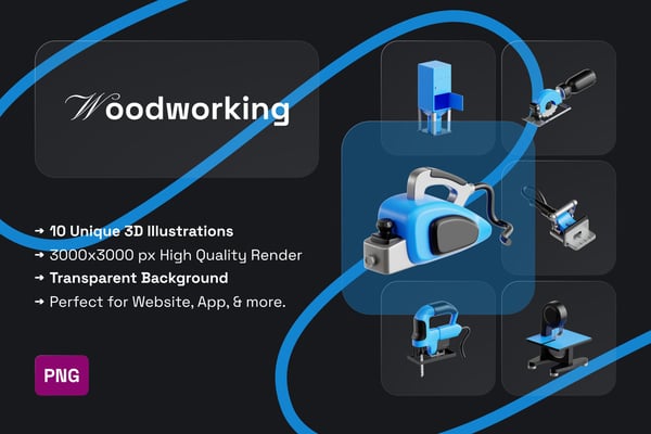 Woodworking 3D Icon Pack