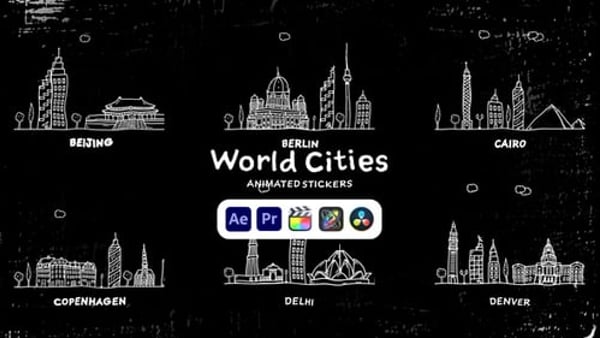 World Cities Animated Stickers - Travel Landmark Social Media Animation Pack