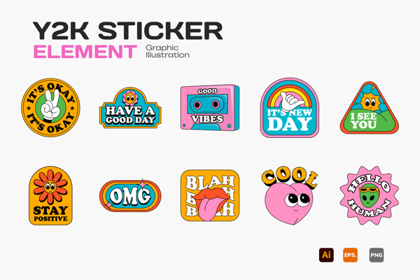 Y2K Sticker Element