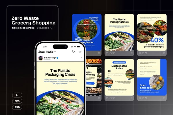 Zero Waste Grocery Social Media Post Template