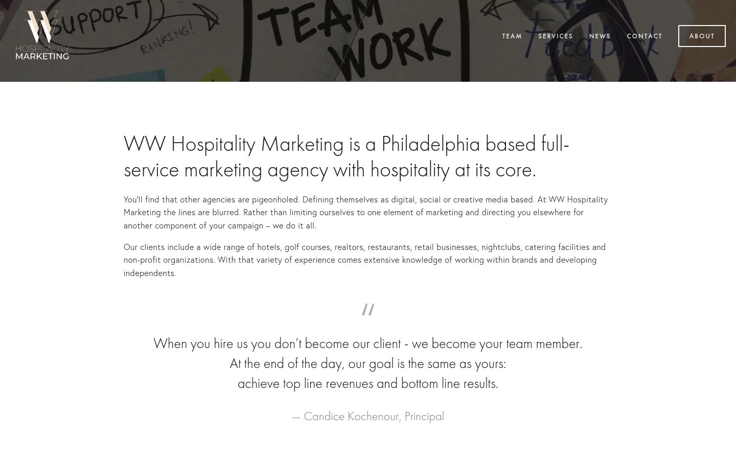 WW Hospitality Marketing Homepage