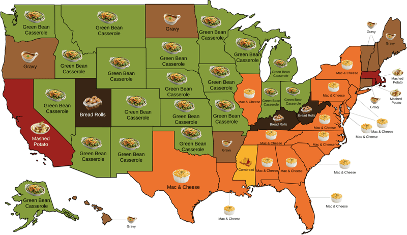 Most Popular Thanksgiving Sides by State