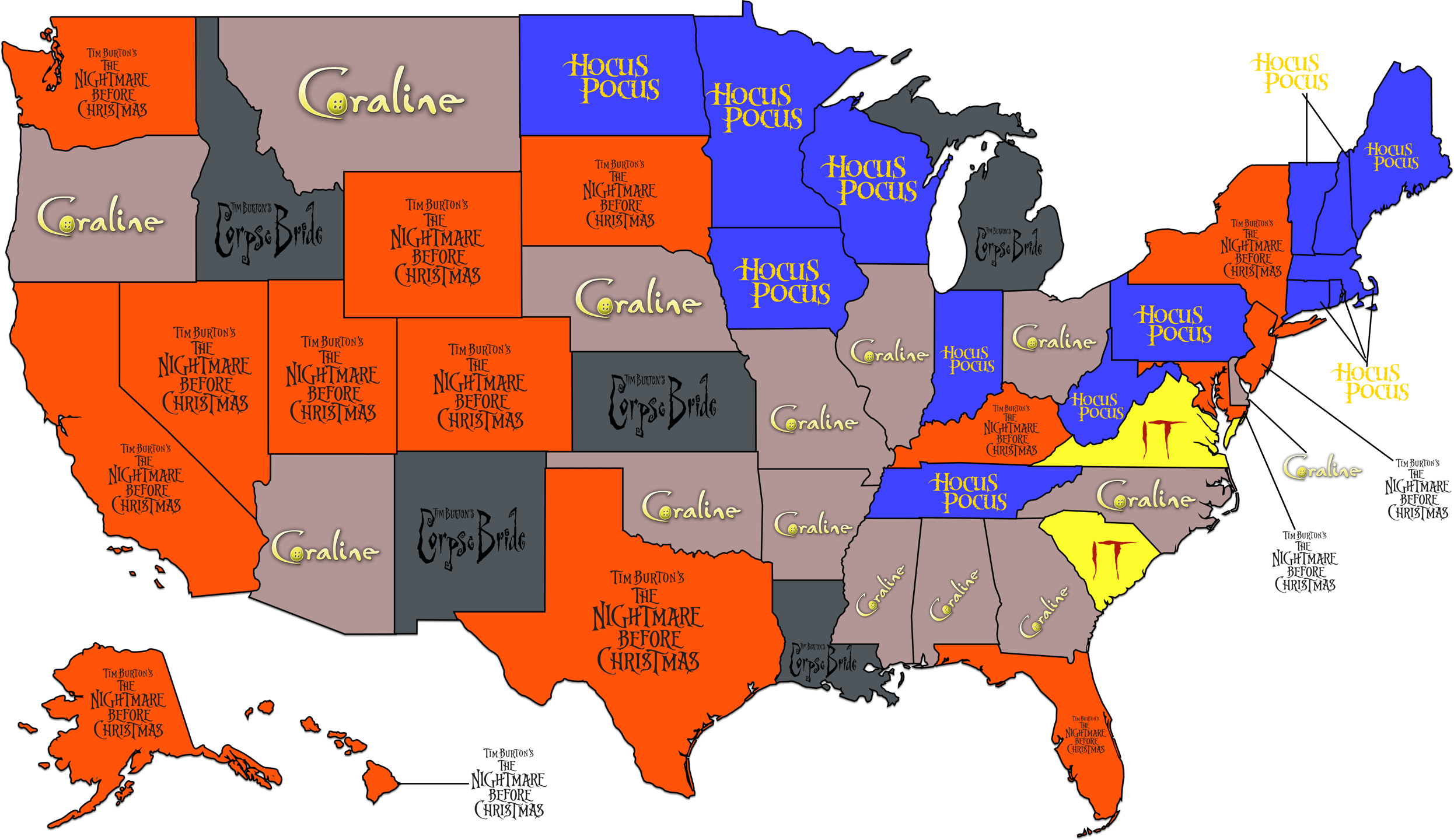 Favorite Halloween Movie by State