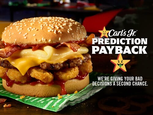 Carl's Jr.® Gives Fans' Bad Predictions a Second Chance with Free Hangover Burger and $20 Promo Cards on February 9