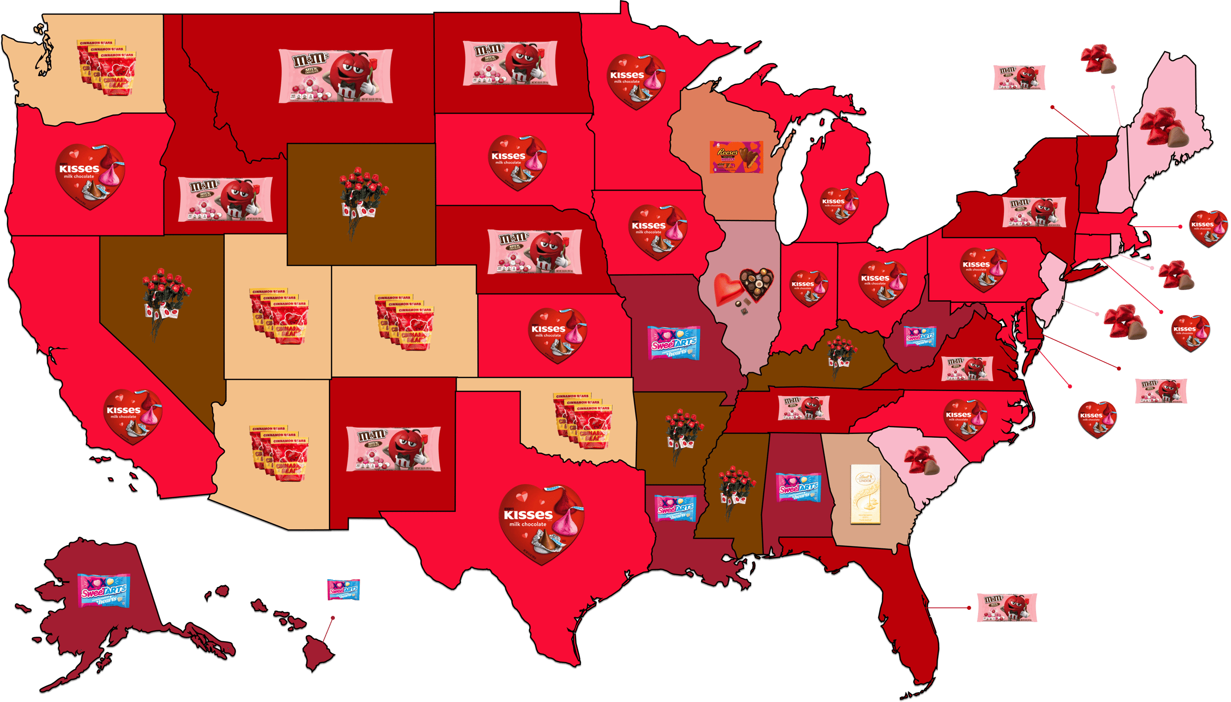 Favorite Valentines Day Candy by State