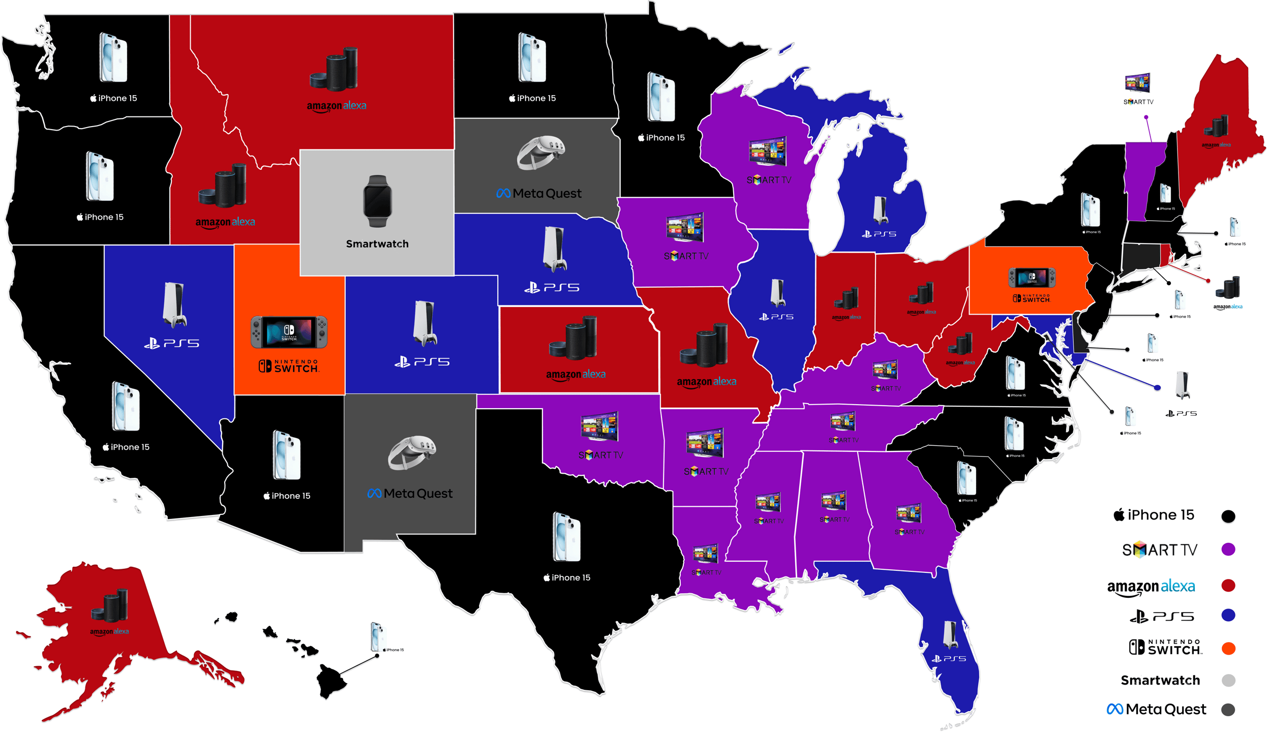 Most Desired Tech Gift by State