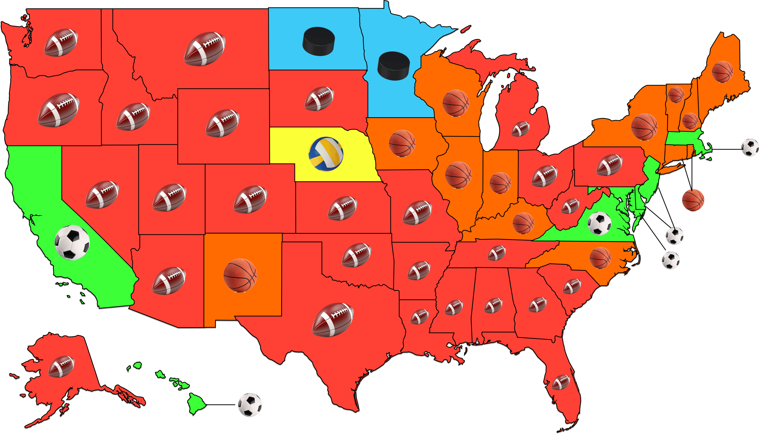 Most Popular Sport by State