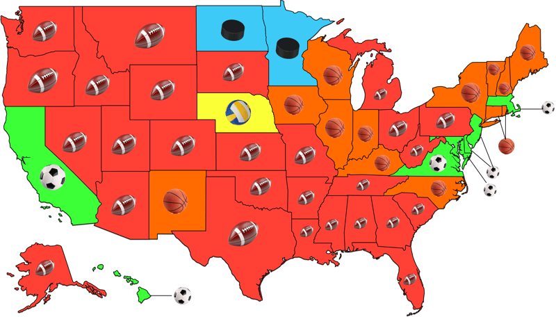 Most Popular Sport by State
