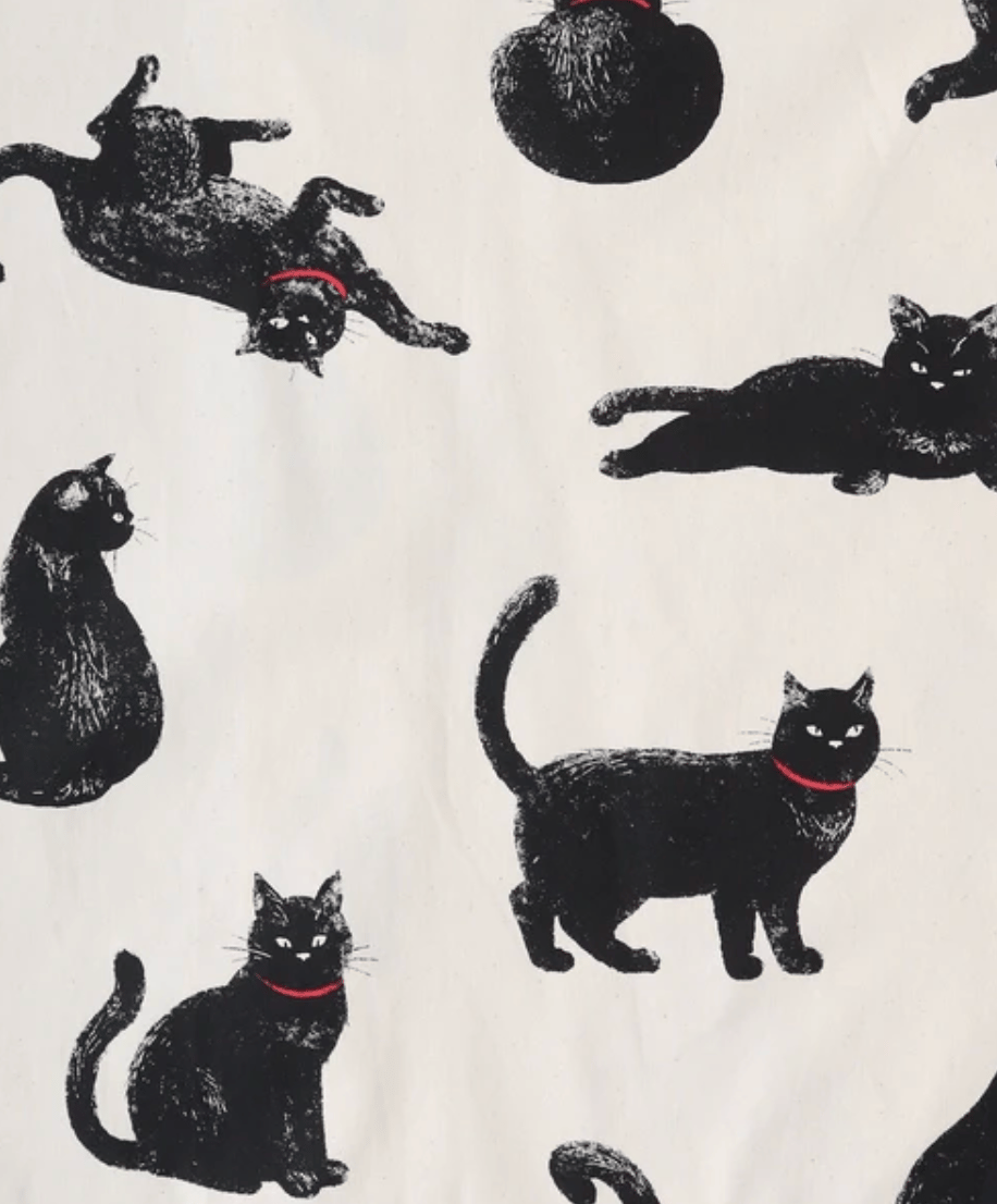 【送料無料】黒猫　はっぴ　生成り
