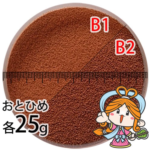 沈降性(沈下性)お試し日清丸紅飼料おとひめB1(0.2~0.36mm)とB2(0.36~0.62mm)の各25g小分け品(メール便／金魚小屋-希-福岡／3日)