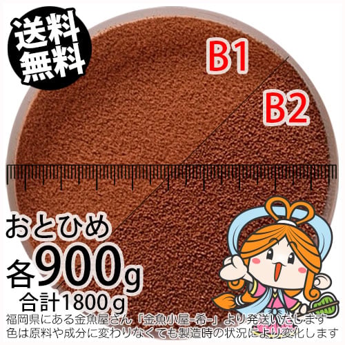 沈降性(沈下性)日清丸紅飼料おとひめB1とB2 各900g 合計1800g小分け品(メール便／金魚小屋-希-福岡／3日)2kgから規格変更※開封アルミパウチ入り