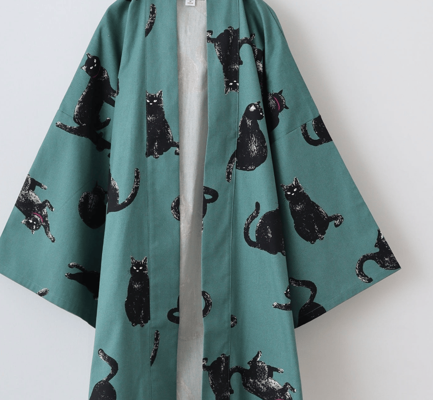 【JPYC決済限定商品】黒猫　はっぴ　緑