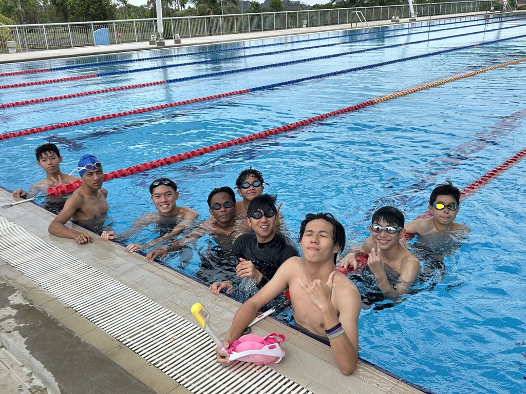 Secondary students enjoy swimming practice during a PE session, building strength, coordination, and confidence in the water.