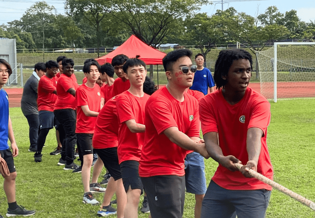 Students participating in activities on sports day.