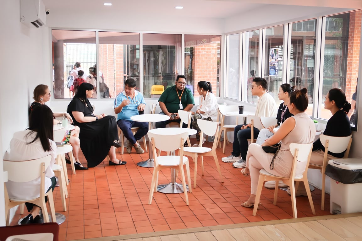 Parents gathered for morning tea and a school community welcome.