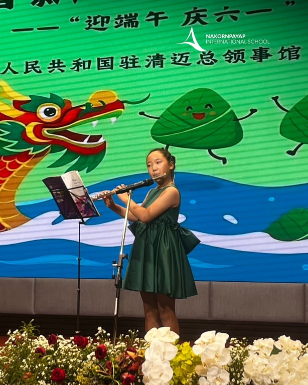Flute solo performance during the Dragon Boat Festival celebration.