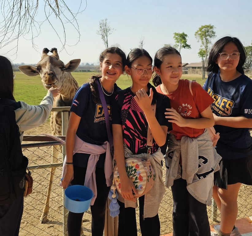 Middle school students on a school-organized field trip to a wildlife facility.