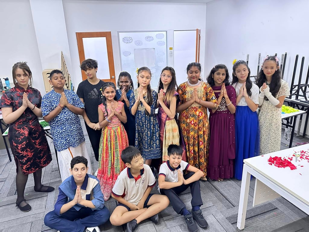 Students celebrating Deepavali at the school