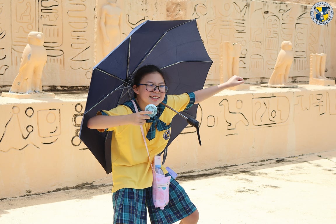 Grade 4 student exploring Mini Siam in Pattaya.