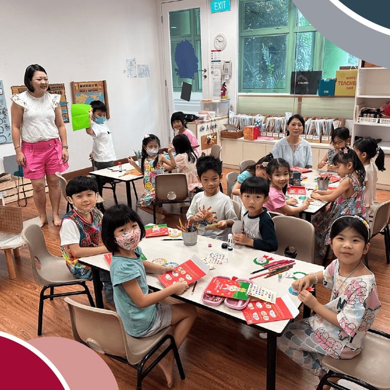 Students showing their appreciation by crafting cards and decorations on Teacher's Day