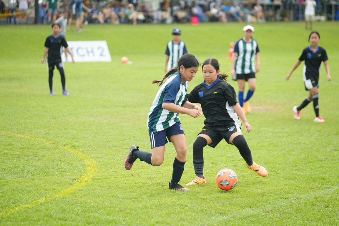 GV Panthers girls’ team competing in football at the FOBISIA Games.