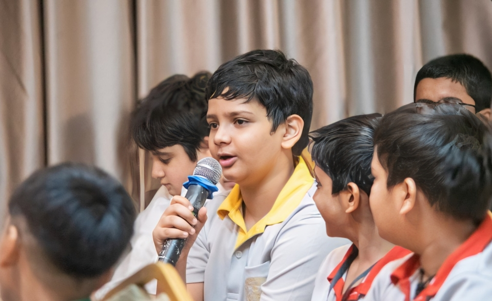 Brave student answers during the school's quiz competition.