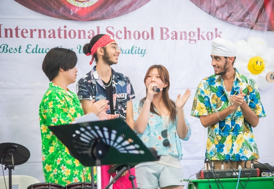 Student musicians entertain the audience with a lively performance.