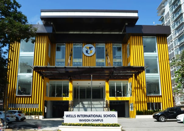 Main campus and entrance of Wells International School, Yangon Campus.