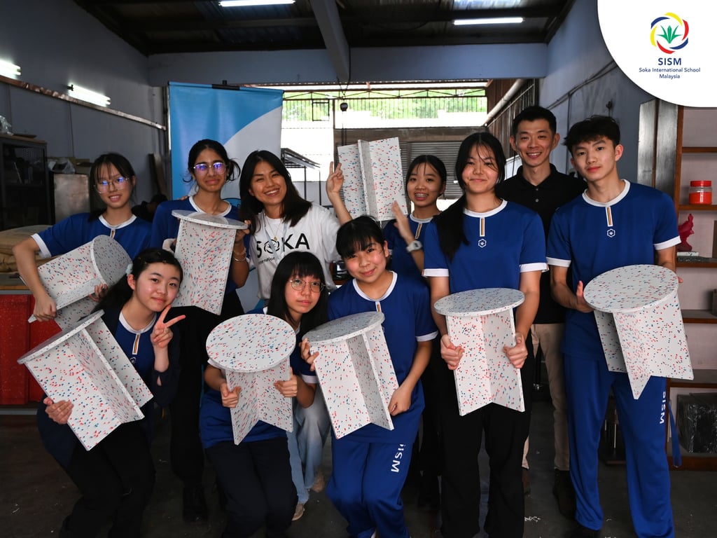 Year 9 students created furniture with reccled materials during their purpose driven learning community project.