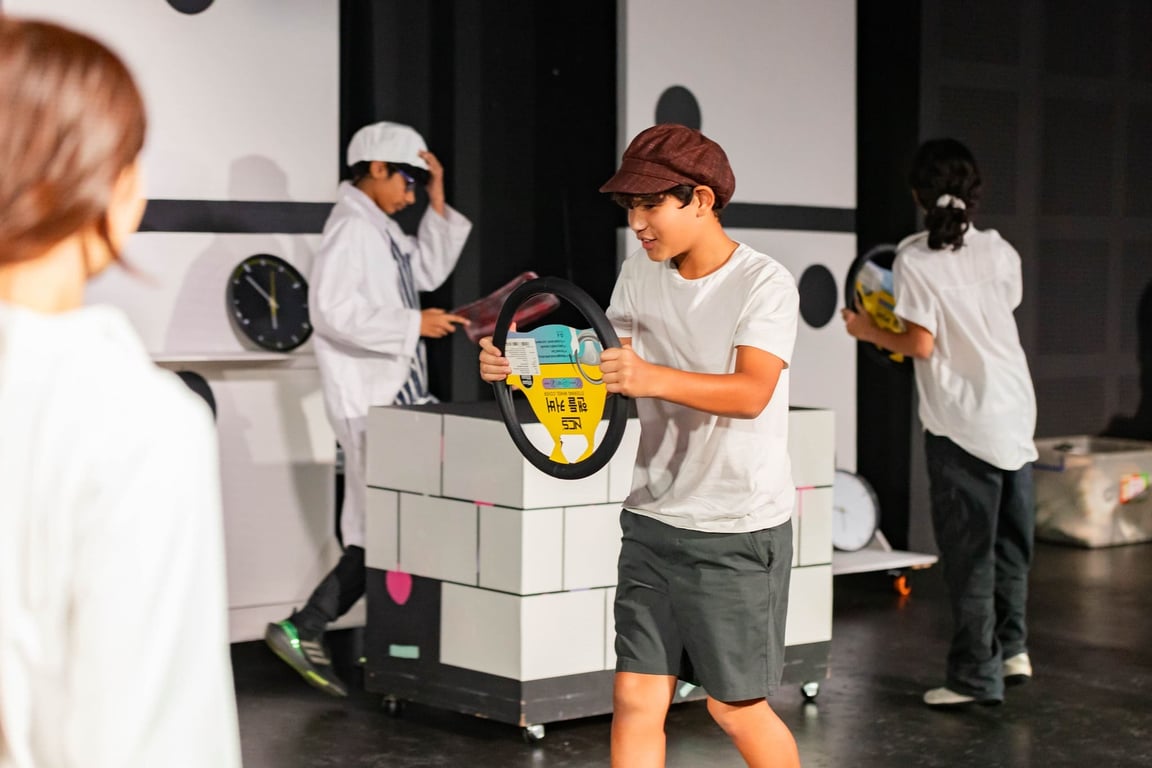 A moment from the Key Stage 3 performance of The Domino Effect.