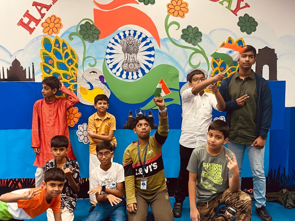 Students from the Bukit Timah campus celebrating India's Republic Day