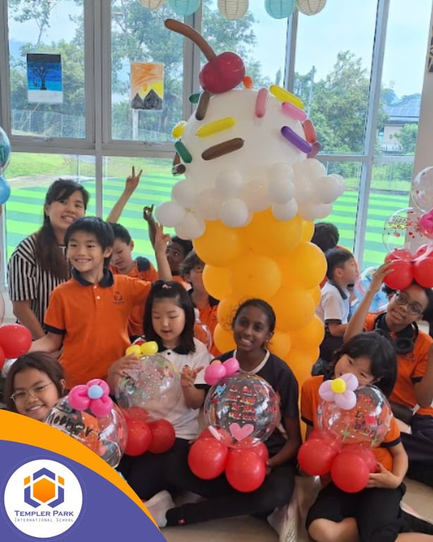 Primary school students get creative making decorations to take home for Mother's Day.