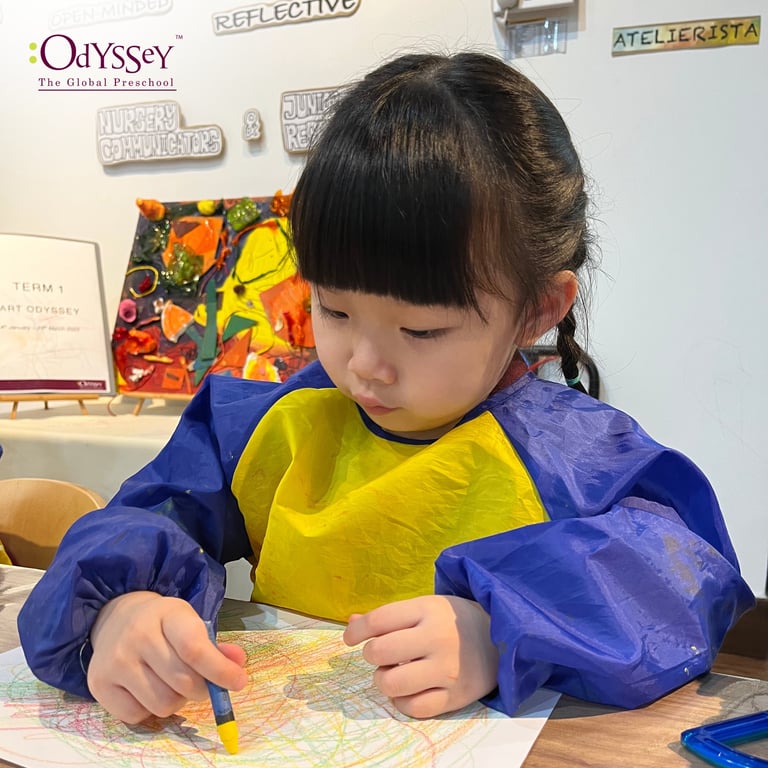 A student doodling during the first day of school.