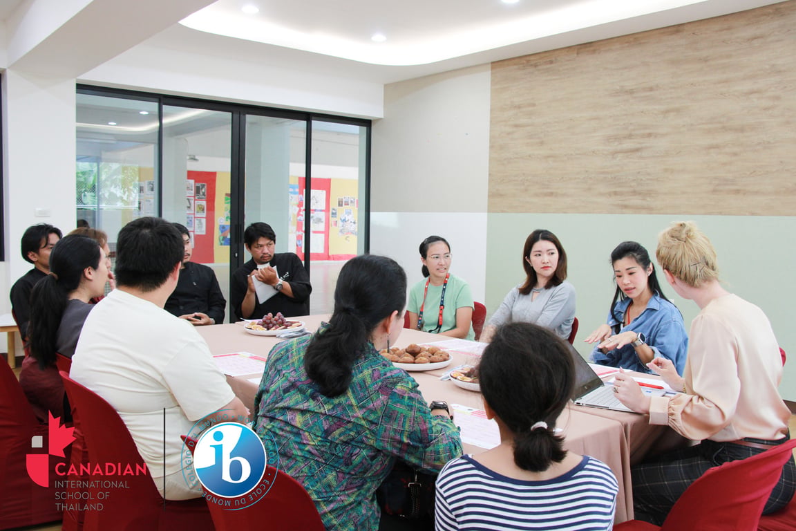 Parents and staff discussing ideas during the menu collaboration session.