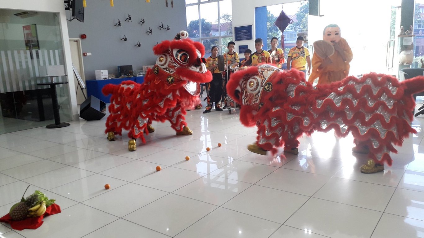 Chinese New Year celebrations on campus include performances from the students and a traditional Lion Dance.
