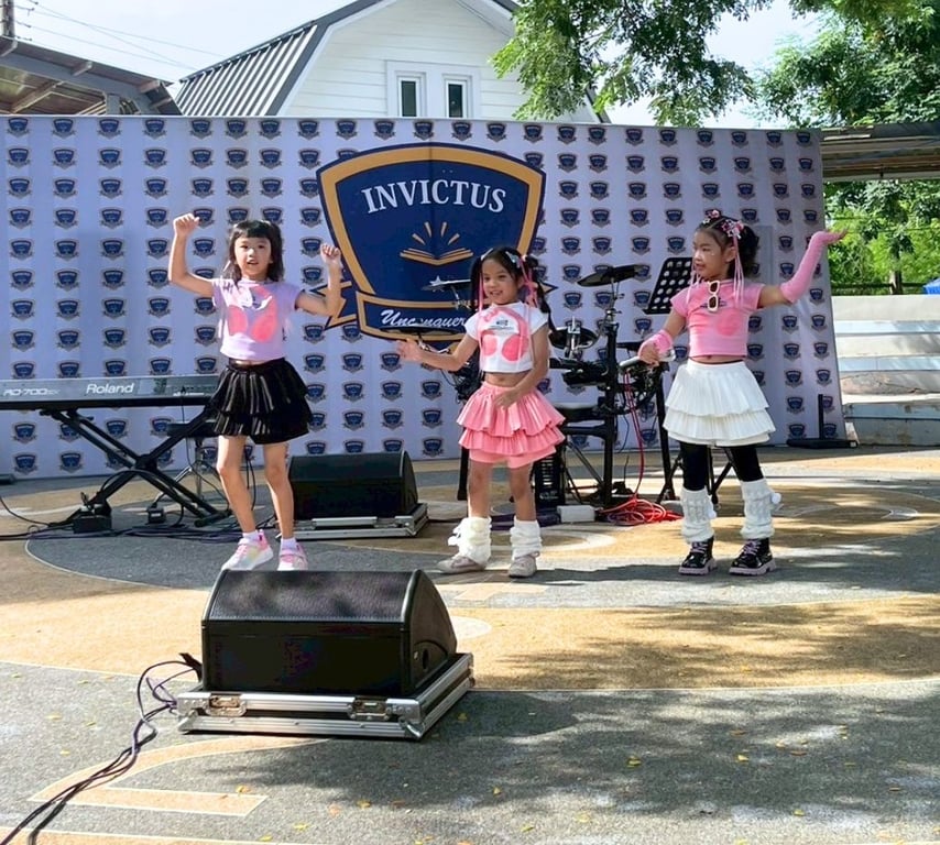Students performing at a weekend community talent show.
