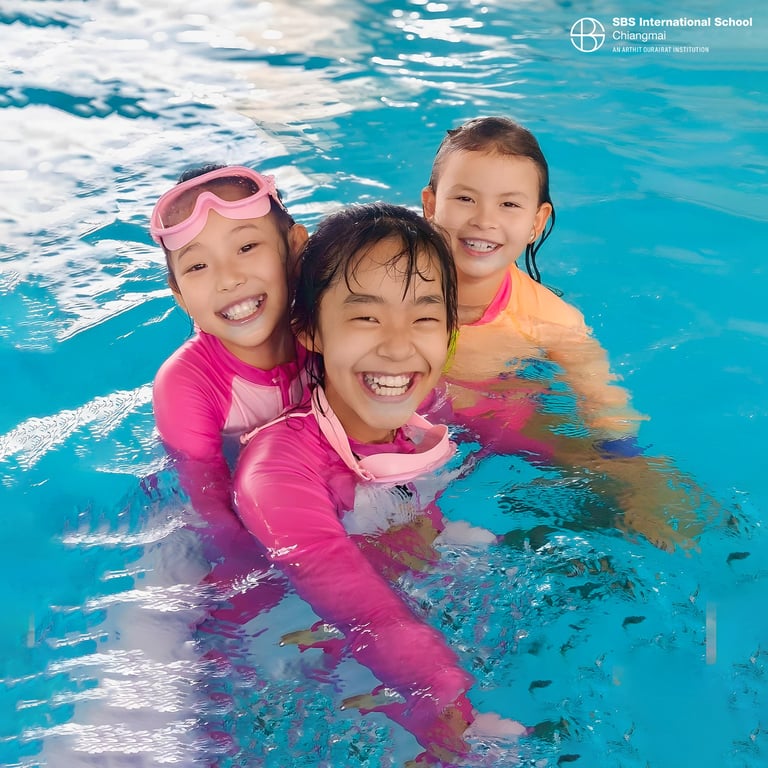 Students from SBS International School Chiangmai enjoying a fun swim together.