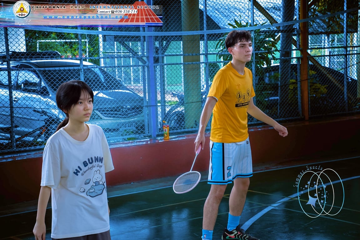 Students playing badminton during CPIS Summer Sports 2025.