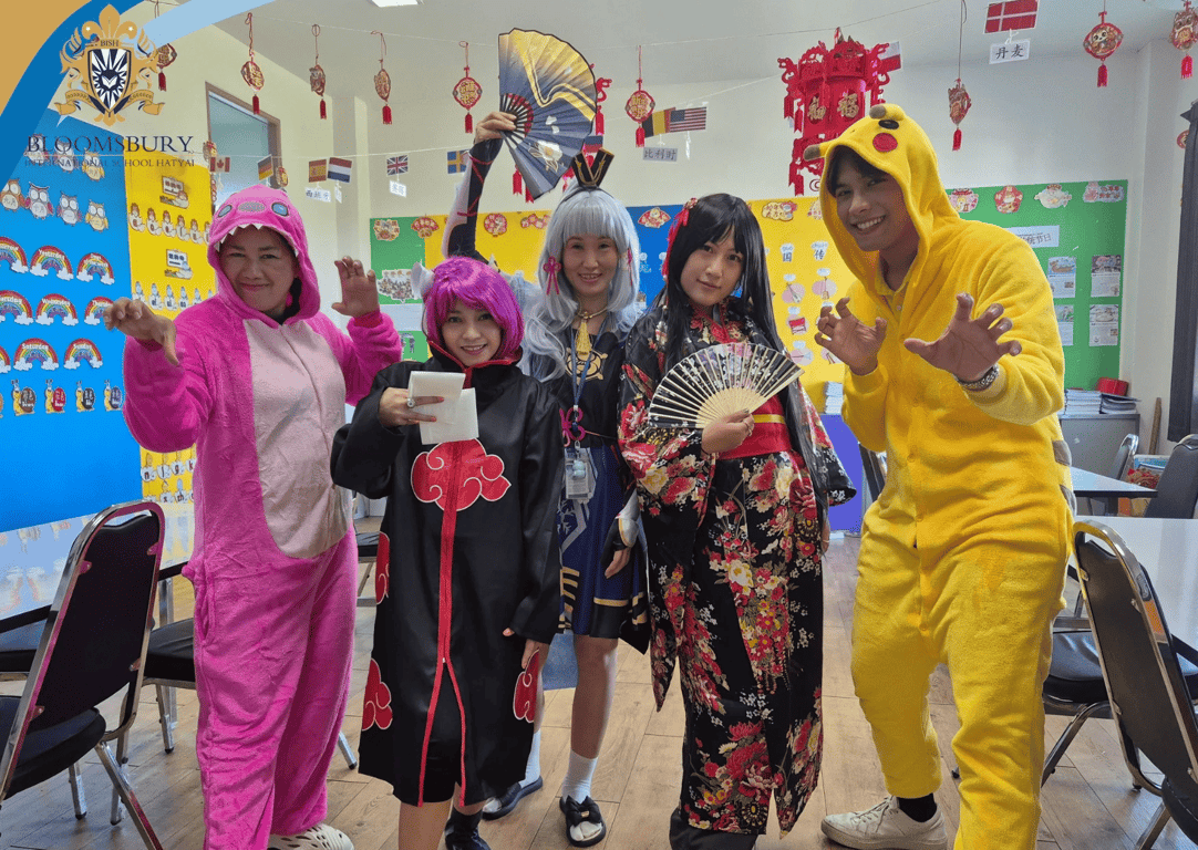 Comic-Con themed costumes at the school charity event.