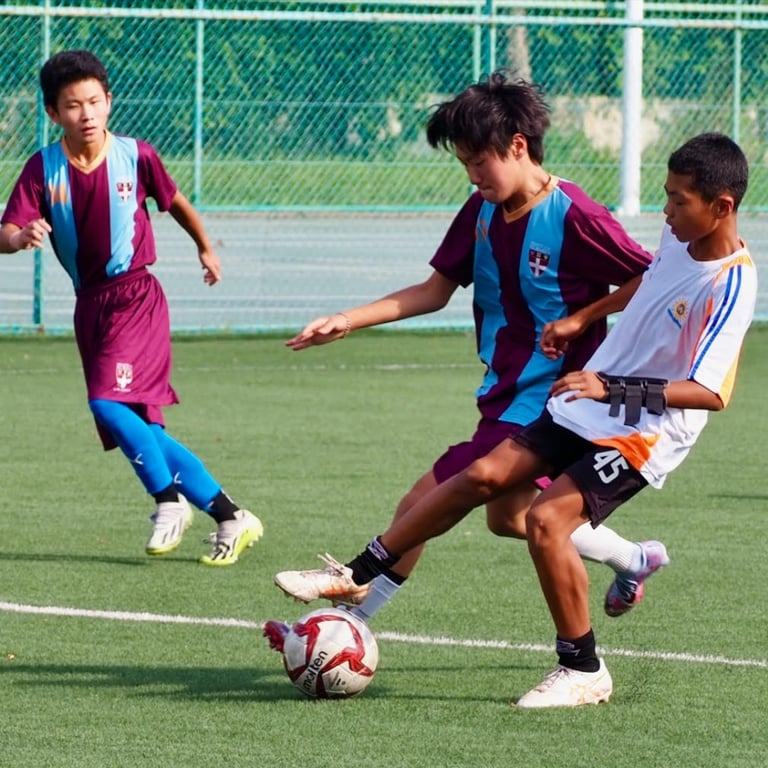 Friendly soccer match with Sunway International School.