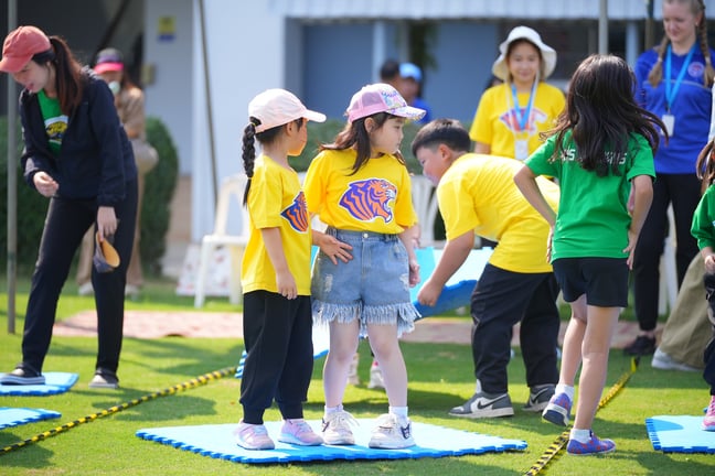 Students participating in the Kinder Sports Day.