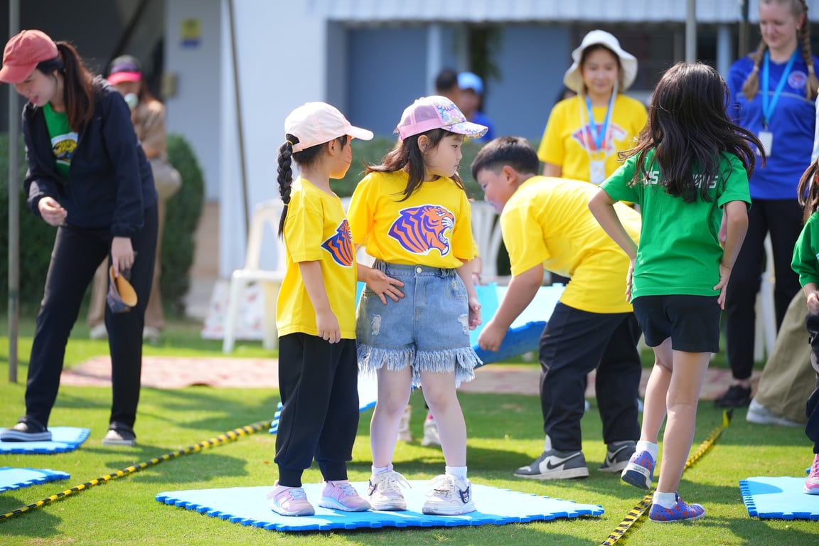 Students participating in the Kinder Sports Day.