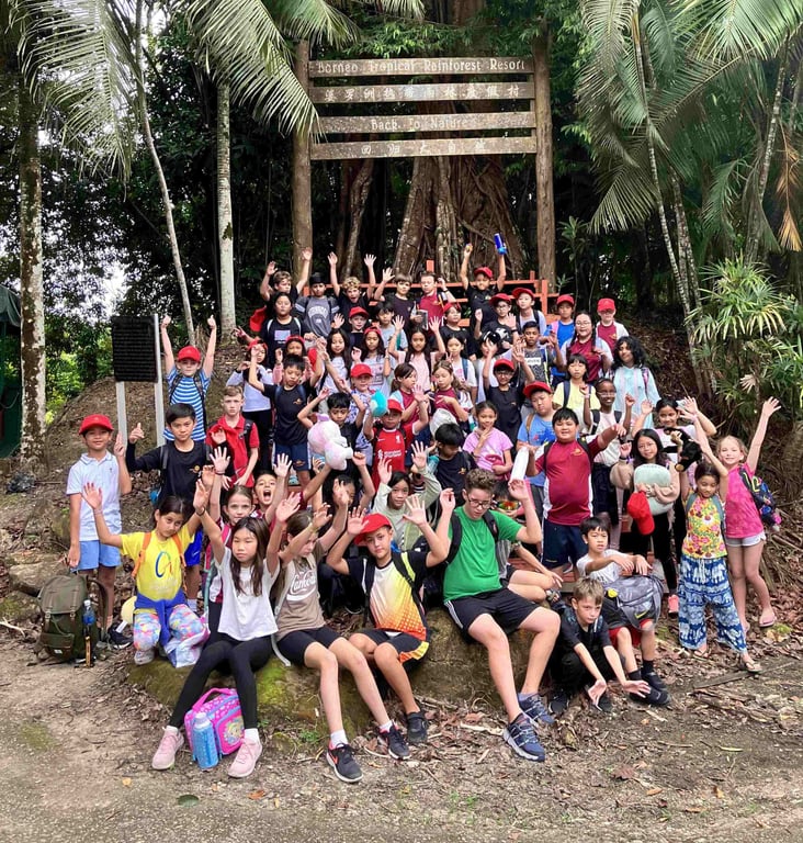 Primary School students on a field trip to the Borneo Tropical Rainforest Resort as part of their outdoor education program.