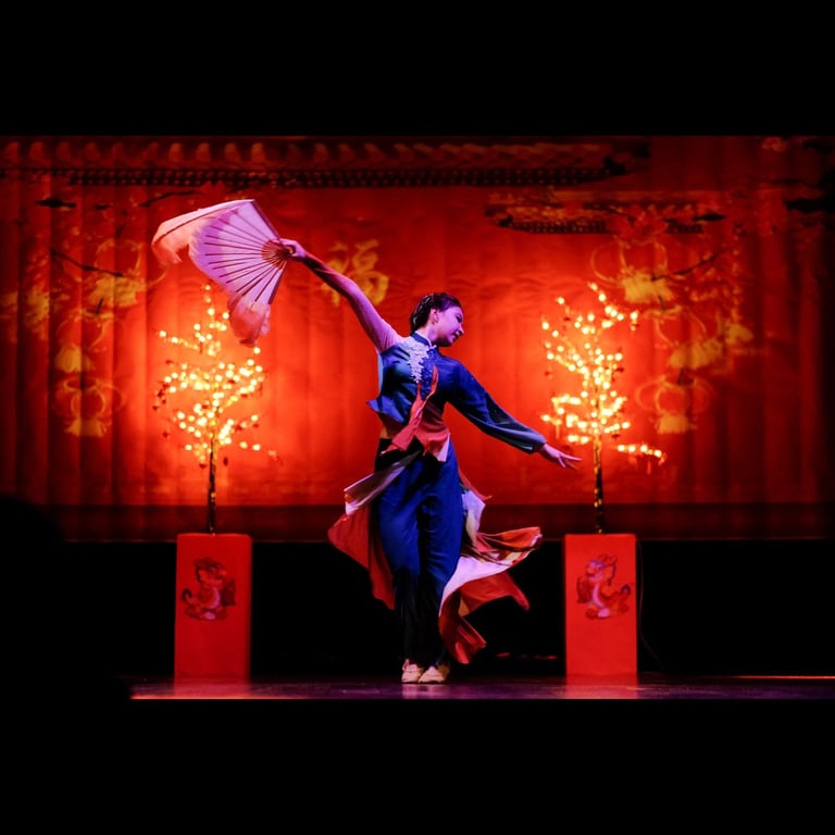 Chinese Dancing Team performing at the Lunar New Year Assembly celebration.