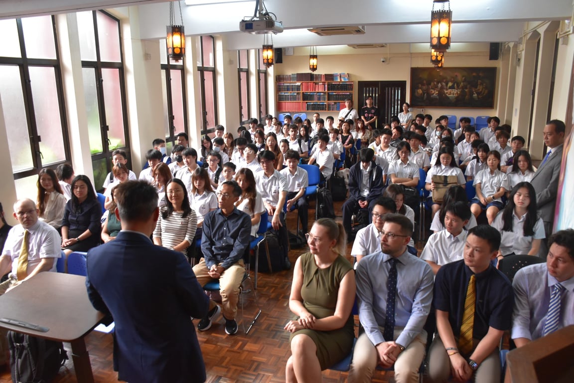 Students, staff, and parents gathered for the first school assembly.